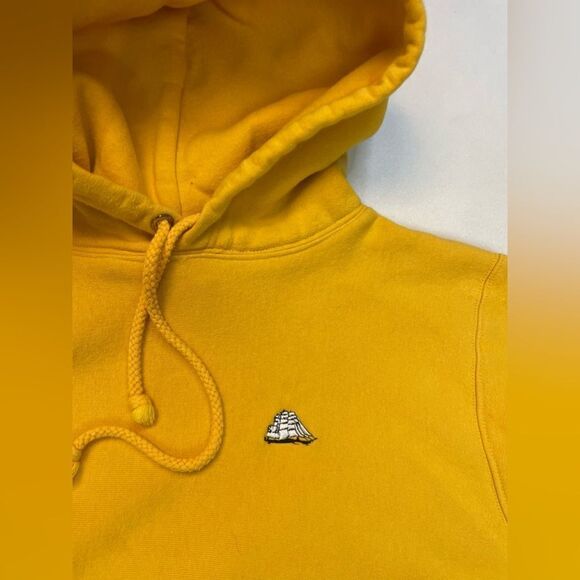 VINTAGE Cutty Sark Scots Whisky Pullover Hoodie Men Large Yellow USA 90s - Picture 2 of 7